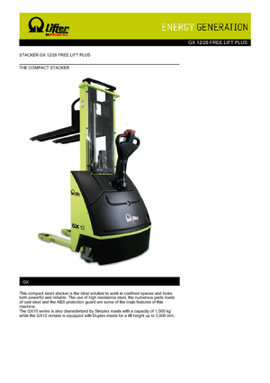 Уоки стакери PRAMAC Lifter GX 12/28 Plus Free Lift