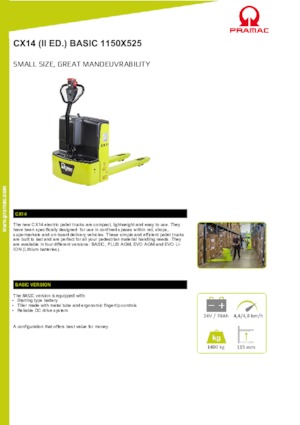 Пешеходна палетна количка PRAMAC Lifter CX 14 Basic GEL