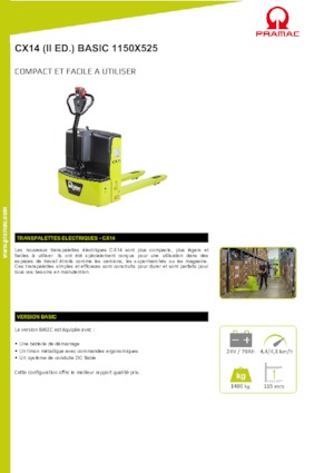 Пешеходна палетна количка PRAMAC Lifter CX 14 Basic GEL