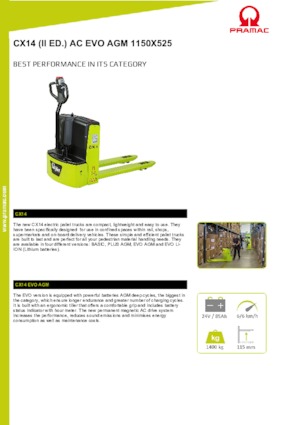 Пешеходна палетна количка PRAMAC Lifter CX 14 EVO GEL