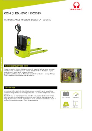 Пешеходна палетна количка PRAMAC Lifter CX 14 EVO GEL