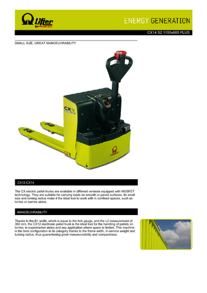 Пешеходна палетна количка PRAMAC Lifter CX 14 Plus