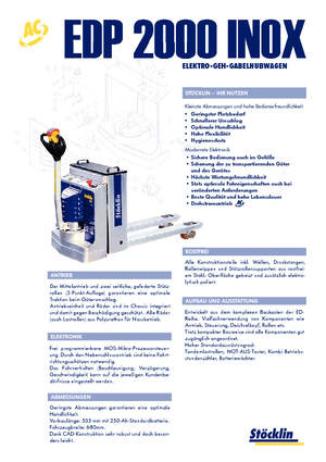 Пешеходна палетна количка Stöcklin EDP 2000 Inox