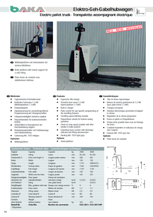 Пешеходна палетна количка Baka EGU 2013