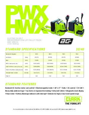 Пешеходна палетна количка Clark HWX 40