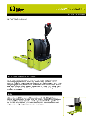 Пешеходна палетна количка PRAMAC Lifter QX 20