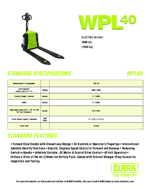 Пешеходна палетна количка Clark WPL 40