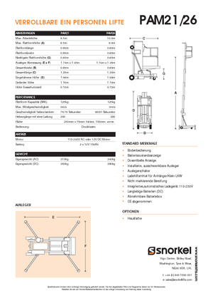 Подемници с единична вертикална мачта Snorkel PAM26AC