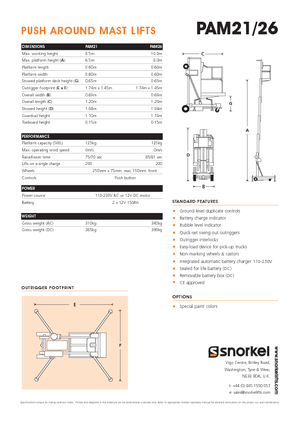 Подемници с единична вертикална мачта Snorkel PAM26AC