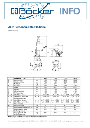 Подемници с единична вертикална мачта ALP-Lift PH 1300
