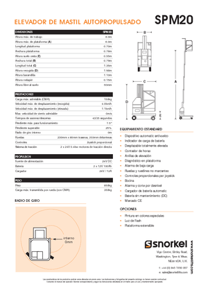 Подемници с единична вертикална мачта Snorkel SPM20