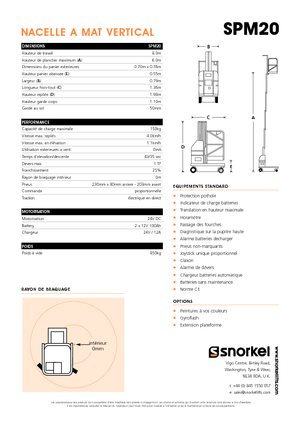 Подемници с единична вертикална мачта Snorkel SPM20