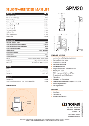 Подемници с единична вертикална мачта Snorkel SPM20