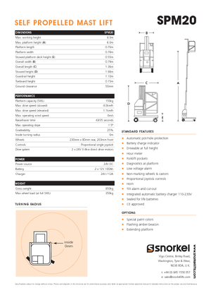 Подемници с единична вертикална мачта Snorkel SPM20
