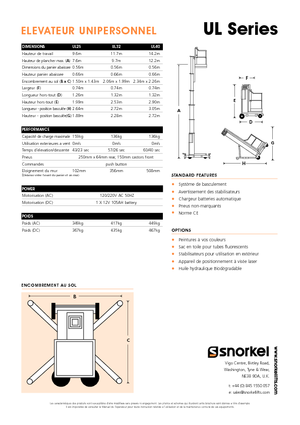 Подемници с единична вертикална мачта Snorkel UL32AC