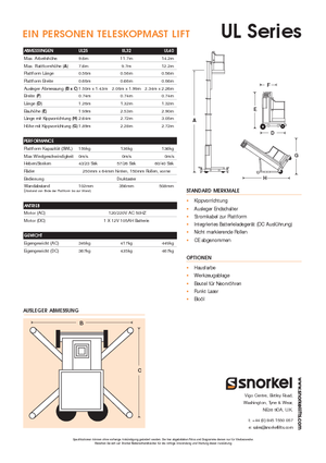 Подемници с единична вертикална мачта Snorkel UL32AC