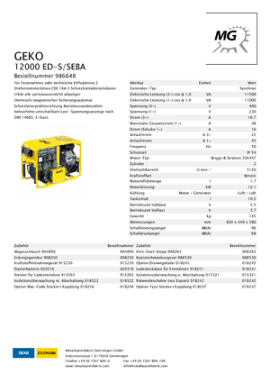 Бензинови генератори Geko ® 12000 ED-S/SEBA