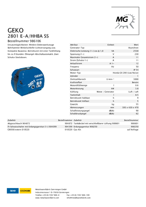 Бензинови генератори Geko ® 2801 E-A/HHBA