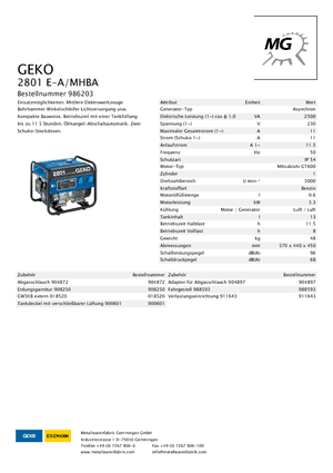 Бензинови генератори Geko ® 2801 E-A/MHBA