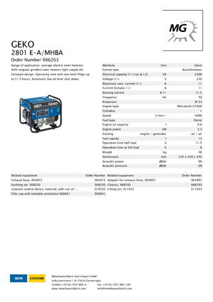 Бензинови генератори Geko ® 2801 E-A/MHBA