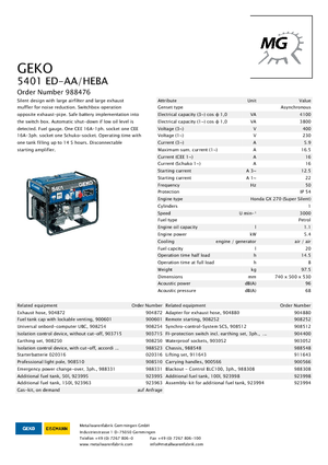 Бензинови генератори Geko ® 5401 ED-AA/HEBA