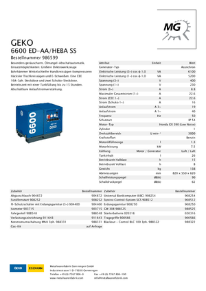 Бензинови генератори Geko ® 6600 ED-AA/HEBA
