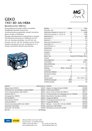 Бензинови генератори Geko ® 7401 ED-AA/HEBA