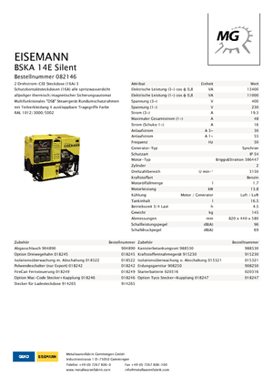 Бензинови генератори Eisemann BSKA 14 E