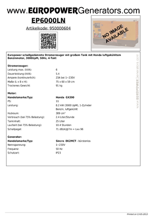 Бензинови генератори Europower EP6000LN (S)