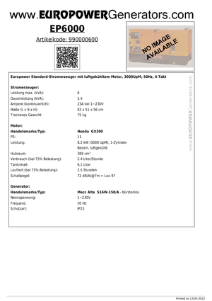Бензинови генератори Europower EP 6000 MA