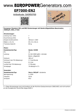 Бензинови генератори Europower EP 7000 EN2 (S)