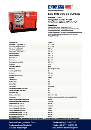 Бензинови генератори Endress ESE 1408 DBG ES Duplex Silent
