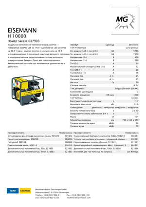 Бензинови генератори Eisemann H 10000