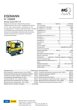 Бензинови генератори Eisemann H 13000 E