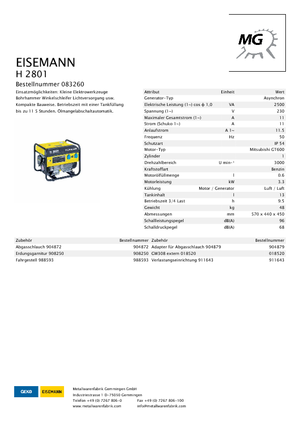 Бензинови генератори Eisemann H 2801