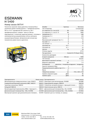 Бензинови генератори Eisemann H 5400