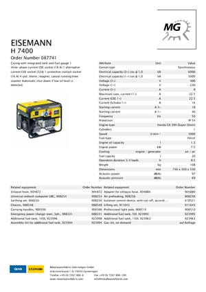Бензинови генератори Eisemann H 7400