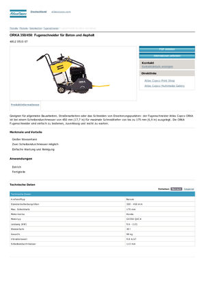 Фугорези Atlas Copco Orka 350