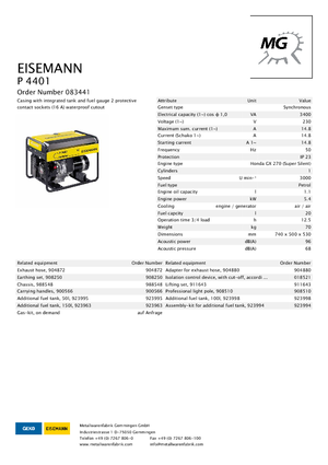 Бензинови генератори Eisemann P 4401