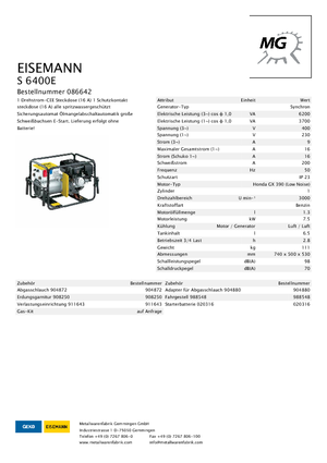 Бензинови генератори Eisemann S 6400 E