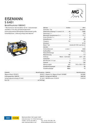 Бензинови генератори Eisemann S 6401