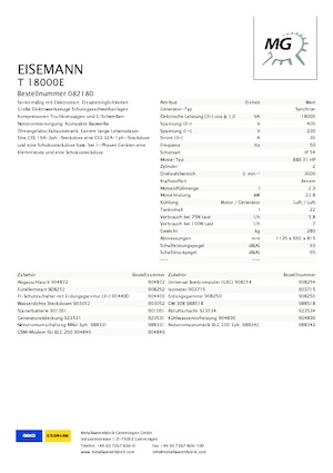 Бензинови генератори Eisemann T 18000 E