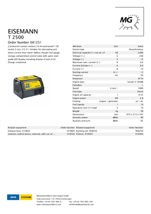 Бензинови генератори Eisemann T 2500