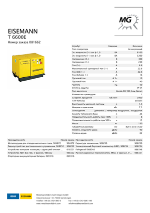 Бензинови генератори Eisemann T 6600 E