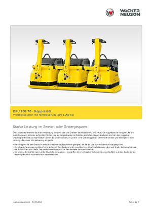 Виброплочи с преден ход Wacker Neuson Koppelsatz für 2 x DPU 100-70