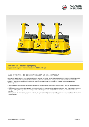 Виброплочи с преден ход Wacker Neuson Koppelsatz für 2 x DPU 100-70