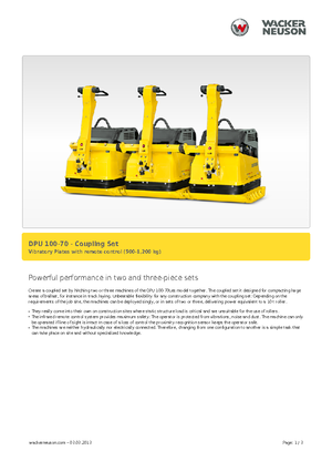 Виброплочи с преден ход Wacker Neuson Koppelsatz für 2 x DPU 100-70