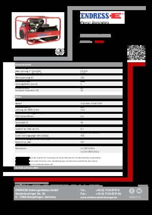 Бензинови генератори Endress ESE 1306 HS-GT ES