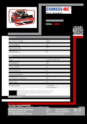 Бензинови генератори Endress ESE 1306 HS-GT ES