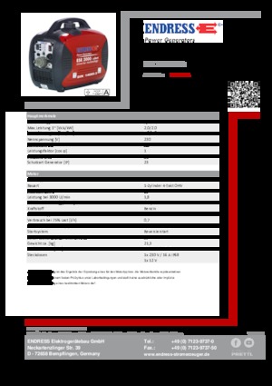 Бензинови генератори Endress ESE 2000I IP68